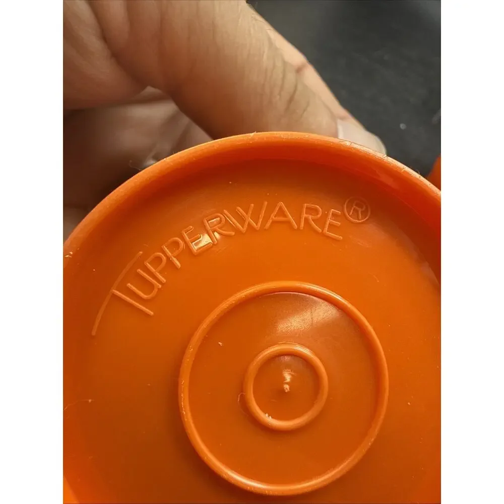 Set of 4 Vintage Tupperware Orange Snack Cups 1229-14 with 1 Lid